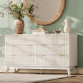 54" Wide Fluted 7 Drawers Dresser for Bedroom,Curved Edge,White by TROJMHome