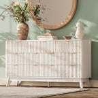 54" Wide Fluted 7 Drawers Dresser for Bedroom,Curved Edge,White by TROJMHome