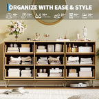 Garvee 63" Wide Fluted Dresser for Bedroom with 9 Drawers, Modern Wooden Chest of Drawers with Metal Handles, Large Clothes Storage Organizer & TV Stand for Living Room, Closet, Hallway, Oak Finish - Image 5