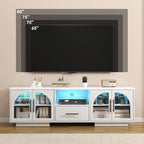 70" LED TV Stand with Storage for 75/80" TVs, Faux Marble Entertainment Center - Image 5
