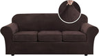 H.VERSAILTEX Modern Velvet Plush 4 Piece High Stretch Sofa Slipcover Cover Form by HVERSAILTEX