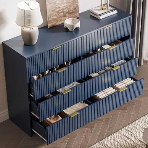 MAISONARIA Navy Dresser for Bedroom, 8 Drawer Double Dresser, Modern Chest of Drawers for Bedroom, Living Room, Entryway and Closet, 55" L x 15.7" D x 37.4" H - Image 4