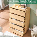 Standifurno Natural 5 Drawer Dresser, Modern Dresser with Storage, Chest Drawers with Wood Grain Texture, Drawers Organizer for Bedroom, Living Room, Hallway. - Image 4
