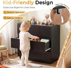 Karl home Black 3 Drawer Fluted Nightstand, Modern Storage Chest of Drawers - Image 4