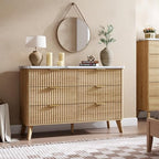 GarveeHome Fluted Dresser for Bedroom with 6 Deep Drawers, Natural Oak - Image 3