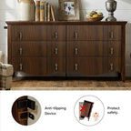 FUSUNBAO 6-Drawer Fluted Dresser, 52" Wide Double Chest of Drawers,Walnut - Image 6