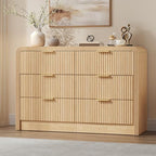 Decofy 47" W Fluted 6-Drawer Dresser for Bedroom, Natural Oak - Image 5