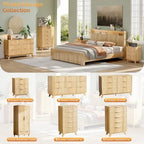 VINGLI Fluted Dresser for Bedroom, 6 Drawer Dresser Mid Century Modern, Oak - Image 6