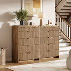 44" Tall 6 Drawers Fluted Dresser for Bedroom, Living Room, Light Walnut - Image 7