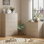 Furniway Beige Dresser for Bedroom, Modern Dresser with 3 Drawers and Smooth Slides, Wide Chest of Drawers with Golden Handles for Bedroom, Living Room, Closet, 15.7" D x 31.5" W x 29.6" H - Image 6