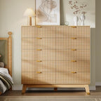 BORNOON 46" Tall Dresser for Bedroom, 10-Drawer Fluted Chest of Drawers, Modern Wood Highboy with Metal Slides and Handles, Anti-Tip Kit, Vertical Clothes Storage Organizer for Apartment, Closet - Image 3