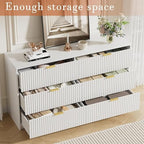 Furniway White Dresser for Bedroom, Modern Dresser with 6 Drawers and Smooth Slides, Wide Chest of Drawers with Golden Handles for Bedroom, Living Room, Closet, 15.7" D x 55.1" W x 31.4" H - Image 4