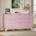 BORNOON Fluted 9 Drawer Dresser, 57.1" Wide Modern Boho Chest of Drawers, Wooden Storage Dresser TV Stand for Bedroom, Living Room, Closet, Hallway, Curved Profile Design by BORNOON
