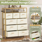 9 Drawer Fabric Dresser, Bamboo Fabric Drawer Dresser, Large Capacity Storage, for Bedroom and Living Room - Image 3