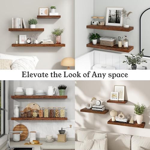 30" Rustic Brown Floating Shelves 12inch Deep Wall Shelf, Set of 2 - Image 7