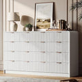 HOUROM 55“ Wide White Fluted Dresser for Bedroom with 10 Drawers by HOUROMDresserforBedroom