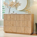 Fluted 6 Drawers Dresser for Bedroom, 47"W Modern Dressers & Chest of Drawers with Metal Handle, Wood Closet Clothes Storage Organizer,Storage Dressers Organizer for Hally/Living Room, Natural by AITJUNZ