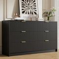 Furniway Black Dresser for Bedroom, Modern Dresser with 6 Drawers and Smooth Slides, Wide Chest of Drawers with Golden Handles for Bedroom, Living Room, Closet, 15.7" D x 55.1" W x 31.4" H by Furniway