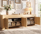 YITAHOME 70 Inch TV Stand with Storage Doors for up to 80" TVs, Natural Oak - Image 3