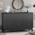 Xixini Fluted Dresser for Bedroom with 12 Drawers, 57" Wide Modern Chest of Drawers with Metal Handle, Wooden Dresser TV Stand, Wood Closet Clothes Storage Organizer for Living Room, Hallway, Black by Xixini