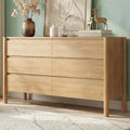 CHUWELL 47.2" Wide Oak 6 Drawer Dresser for Bedroom with Solid Wood Legs by CHUWELLStorageCabinet