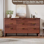 GarveeHome Fluted Dresser for Bedroom with 9 Deep Drawers, Walnut - Image 4