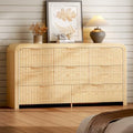Ieejdn 55.12" Modern Chest of Drawer, 8 Deep Drawers,Clothes Organizer,Large Storage Cabinet for Living Room, Bedroom,Dresser TV Stand, Wood Drawer Organizer for Living Room, Hallway, Oak by Ieejdn
