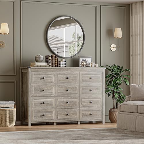 BORNOON 12-Drawer Dresser, Modern Wooden Storage Chest of Drawers, Dresser TV Stand, Wood Drawer Organizer with Metal Handles for Bedroom, Living Room, Hallway - Image 6