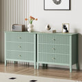 RoyalCraft 32" Large Nightstand Set of 2, Fluted Painted Wood Bedside Table with 3 Spacious Drawers, Modern End Table for Bedroom, Living Room, Light Green by Bringyoubetterlife