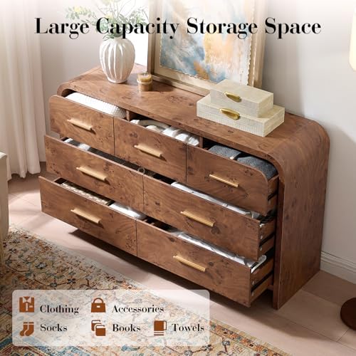 Curved Drawer Dresser for Bedroom with 7 Drawers, 54'' Wide Chest of Drawer - Image 4