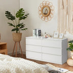 Karl home White 55-Inch 6 Drawer Modern Dresser, Bedroom Storage Chest - Image 2