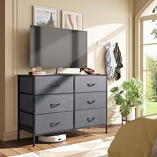 WLIVE Dresser for Bedroom with 6 Fabric Drawers, Dark Grey - Image 2