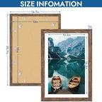Hongkee 13x19 Picture Frame Set of 4, 13 x 19 Rustic Brown Wood(Mat 11x17) - Image 3