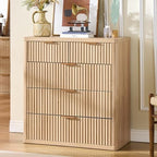 LEYAOYAO Fluted 5 Drawers Dresser for Bedroom, 34" Tall Modern Chest of Drawers with Metal Handle, Curved Profile Design,Natural Wood Drawer Organizer for Bedroom, Living Room, Hallway, Entryway by LEYAOYAO-Findtheshiningpointofyourideallife%EF%BC%81