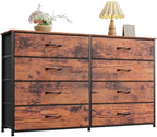 Furnulem Long Dresser for Bedroom, TV Stand for 55'', 8 Drawer Dorm Dresser by Furnulem
