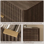 43" Hight Fluted 5 Drawers Dresser for Bedroom,Curved Edge,Walnut - Image 4
