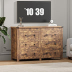Wodeer 6 Drawer Dresser for Bedroom, Brown Modern Dressers & Chests of Drawers with Metal Handles, Closet Storage Dresser, Storage Cabinet and Organizer with Drawers by WODEER