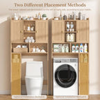 Keehusux Fluted Over The Toilet Storage Cabinet with 4 Doors, Natural Oak - Image 4