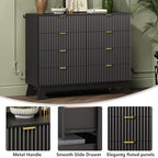 Wodeer 8 Drawer Fluted Dresser for Bedroom, Mid Century Modern Dresser with 8 Drawers, Dressers & Chests of Drawers with Metal Handle, TV Stand & Storage Organizer for Entryway, Hallway, Black - Image 5