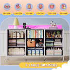 WLIVE Dresser TV Stand 9 Drawers, Fabric Chest LED Lights, Tie-dye - Image 4