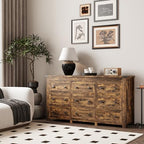 Xixini 59.1" Wide 9-Drawer Farmhouse Dresser for Bedroom, Brown - Image 2