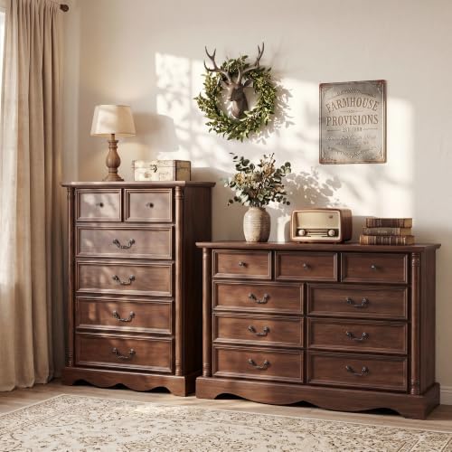 Farmhouse 6 Drawers Dresser, 47" High, Walnut - Image 7