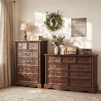 Farmhouse 6 Drawers Dresser, 47" High, Walnut - Image 7