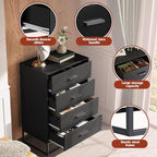 WLIVE Black Dresser for Bedroom with 4 Drawers, Tall Dresser with Sturdy Metal Frame, Wood Chest of Drawers for Closet, Living Room, Hallway - Image 6