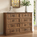 Farmhouse 8 Drawer Dresser for Bedroom, 55" Walnut Dresser with TV Stand by CARPETNAL