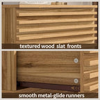 Wood 6 Drawer Dresser, Modern Wood Slat Double Dresser for Bedroom, 47.2" Wide Storage Chest with Deep Drawers, Mid Century Fluted Wooden Cabinet for Bedroom, Living Room - Image 6