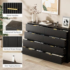 Furniway Black Dresser for Bedroom, Modern Dresser with 8 Drawers and Smooth Slides, Wide Chest of Drawers with Golden Handles for Bedroom, Closet, 15.7" D x 55" W x 37.4" H - Image 3