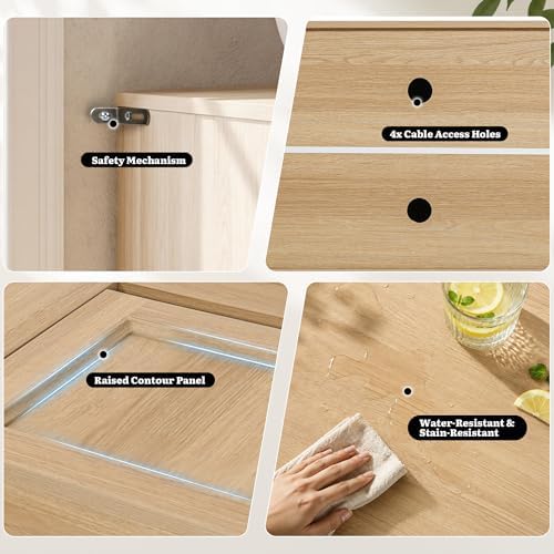 YITAHOME 70 Inch TV Stand with Storage Doors for up to 80" TVs, Natural Oak - Image 6