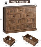 Farmhouse 9 Drawer Dresser for Bedroom, 55" Walnut Dresser with TV Stand - Image 2