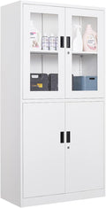 Metal Storage Cabinet with Doors and Shelves, 2 Adjustable Shelves, 4 Doors by Anxxsu